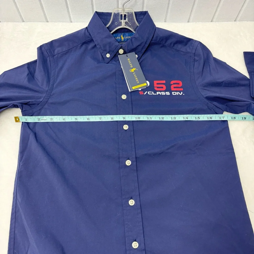 Ralph Lauren Navy Blue Button Down Performance Shirt Size M (10-12)‎